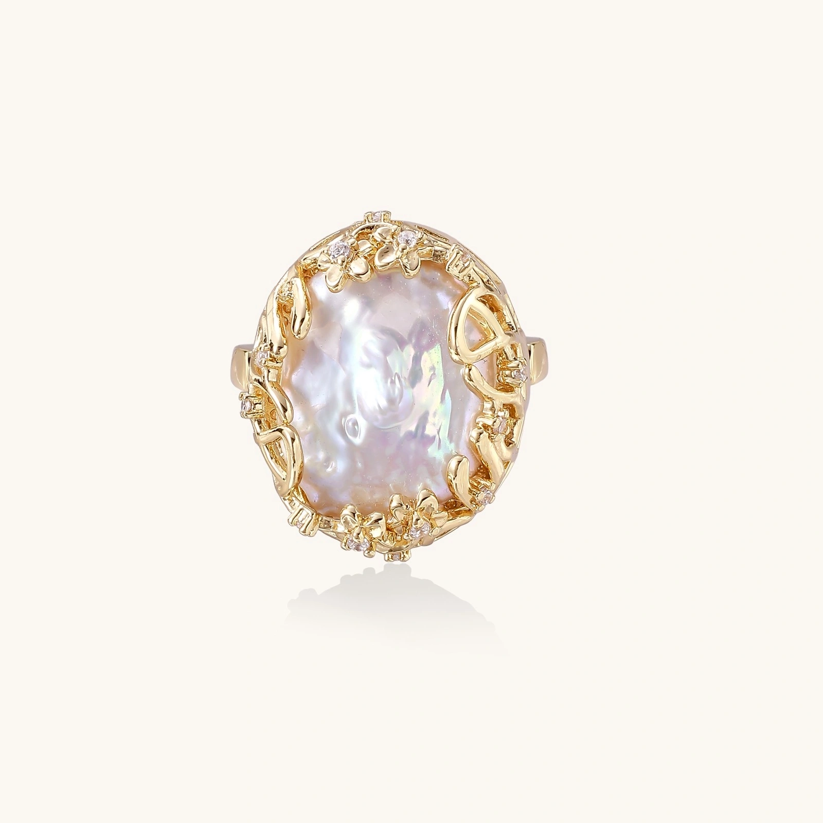 Anillo Corona con Perla Barroca - Detalle | Joyería RABHA
