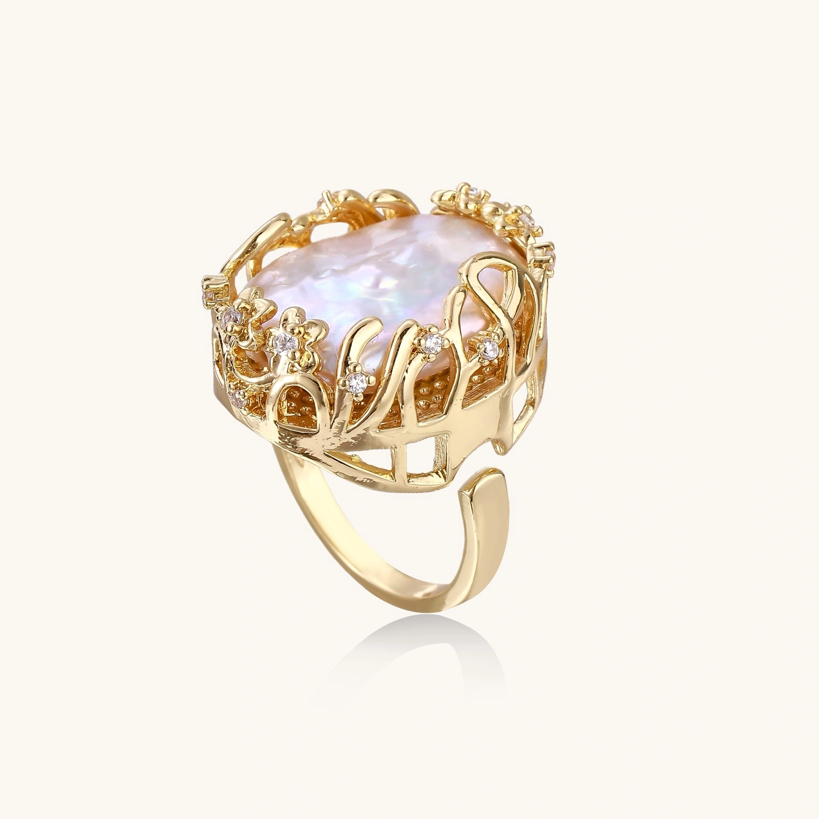 Anillo Corona con Perla Barroca | Joyería RABHA