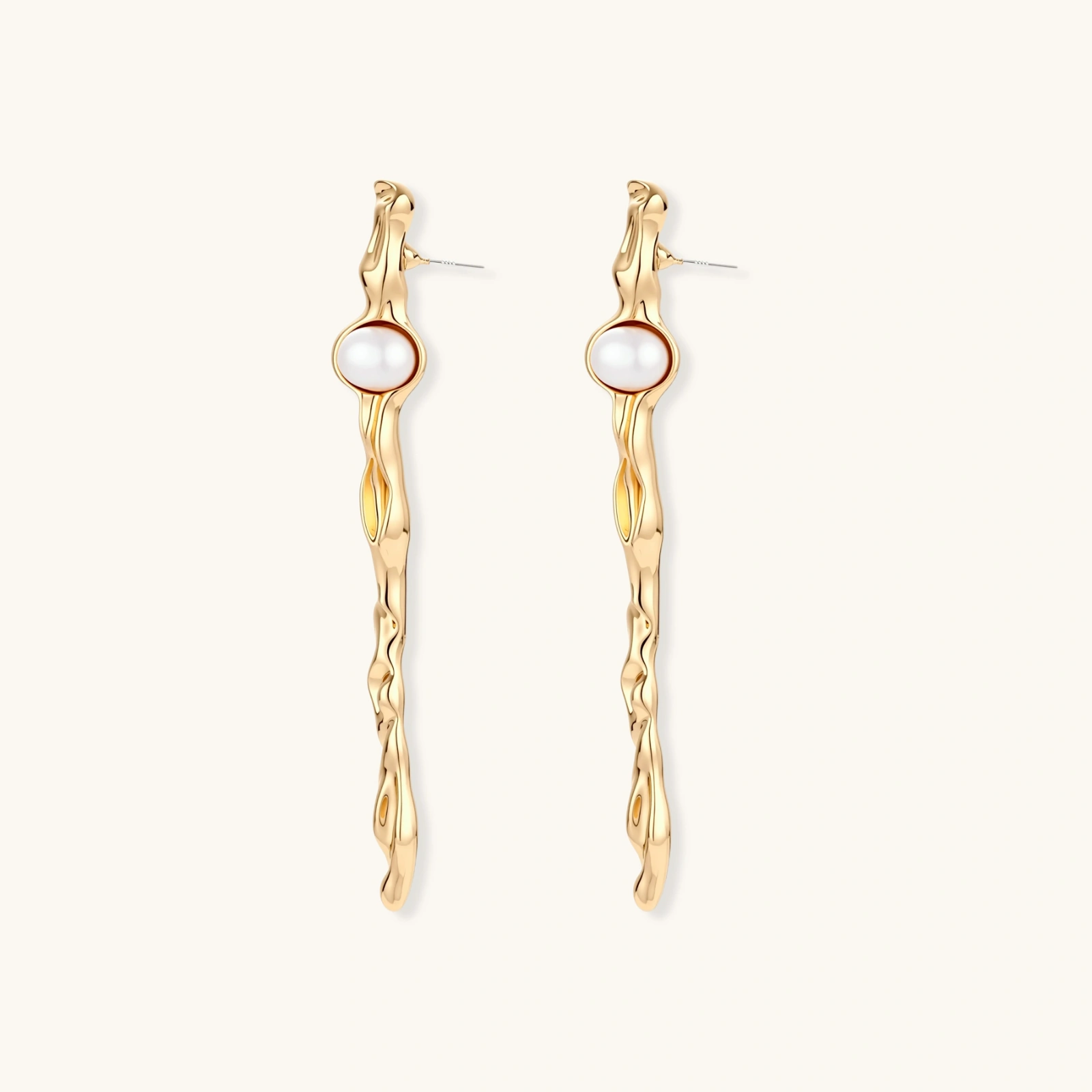 Pendientes de Perla Flujo Retorcido - Vista 3 | Joyería RABHA