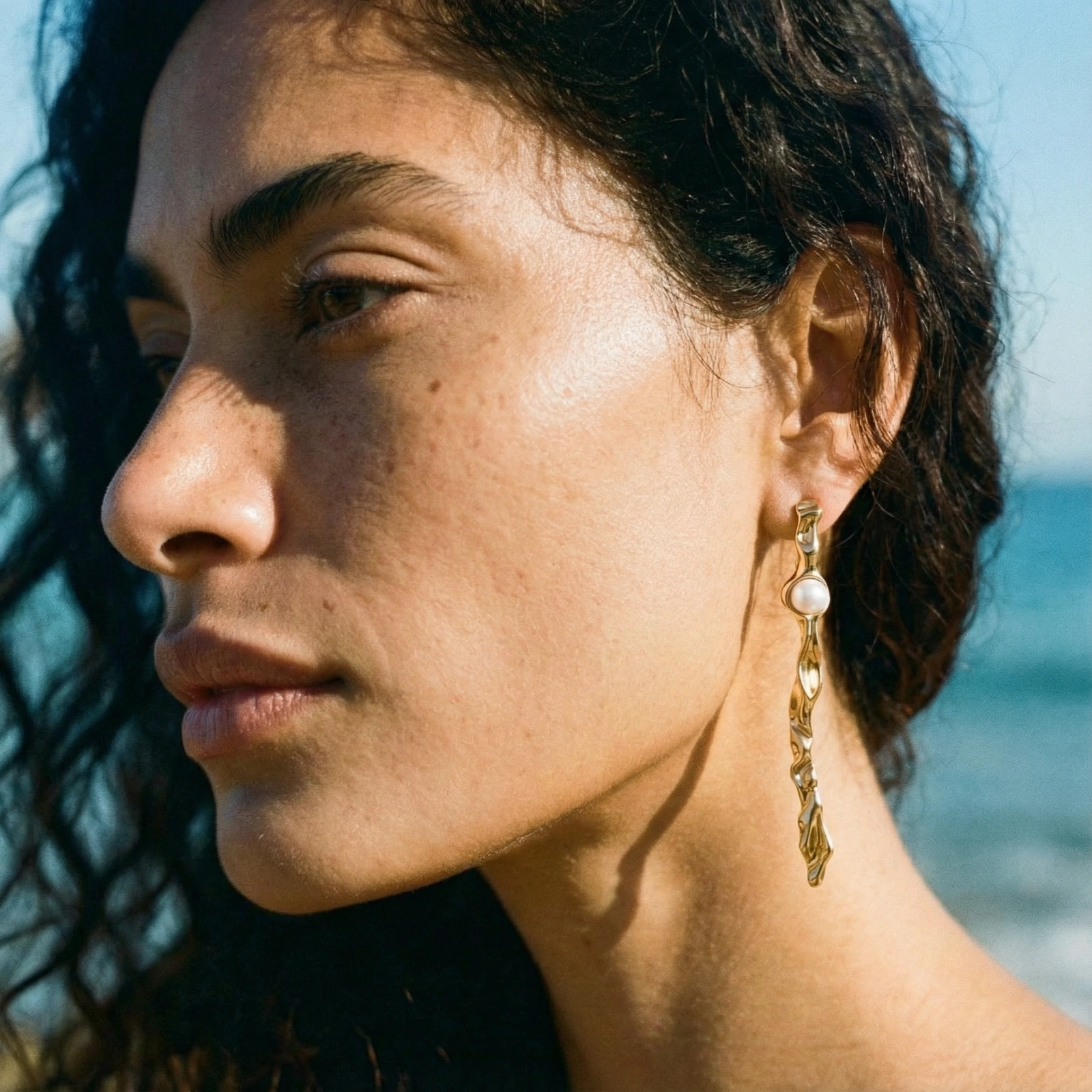 Pendientes de Perla Flujo Retorcido - Vista 5 | Joyería RABHA