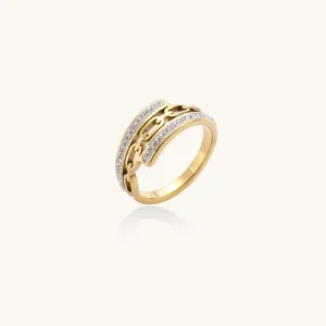 Anillo de Cristal con Eslabones de Cadena | Joyería RABHA